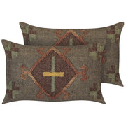 Set di 2 cuscini in iuta multicolore 30 x 50 cm stile orientale etnico kilim camera da letto soggiorno