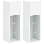 Mobili Porta TV con Luci LED 2 pz | Armadietto TV | Mobile Porta TV Bianchi 30,5x30x90 cm