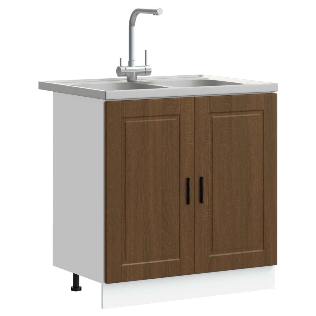 Mobiletto per lavabo Porto 2 pcs Marrone Legno multistrato 3315028