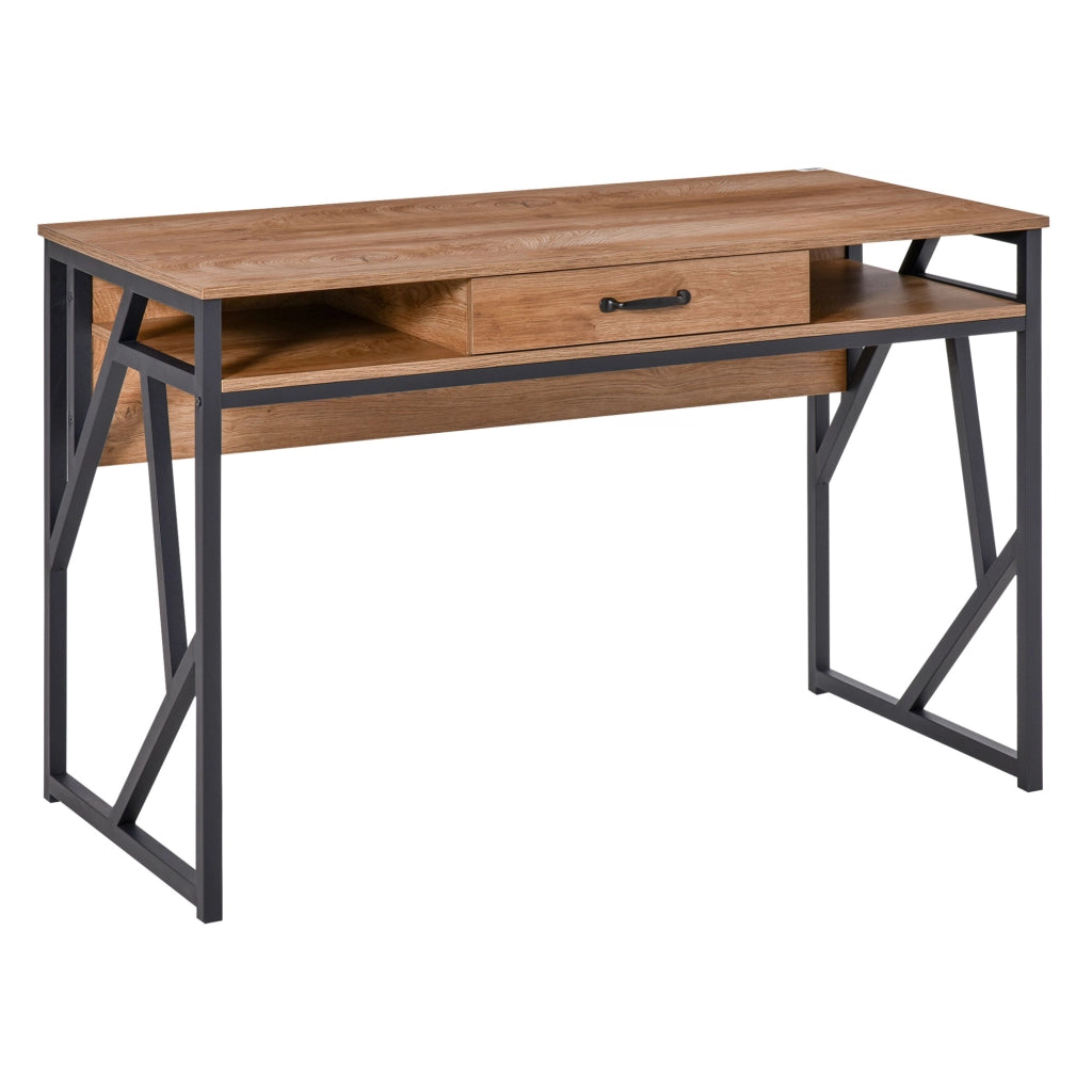 Scrivania Industriale con Cassetto e Ripiani ¨C zephmum ¨C Nero, Metallo, 120x60x76 cm