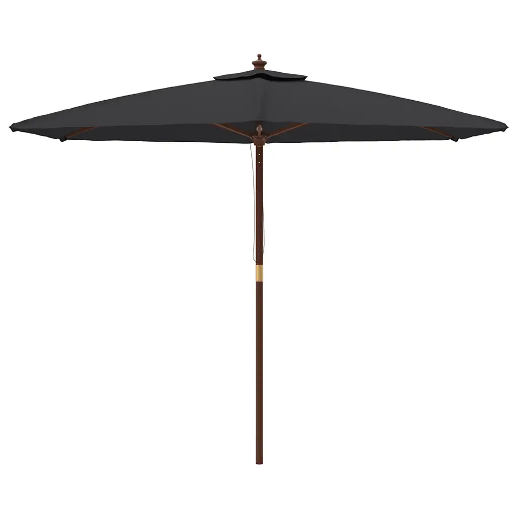 Ombrellone da Giardino-Ombrello da Balcone con Palo in Legno Nero 299x240 cm