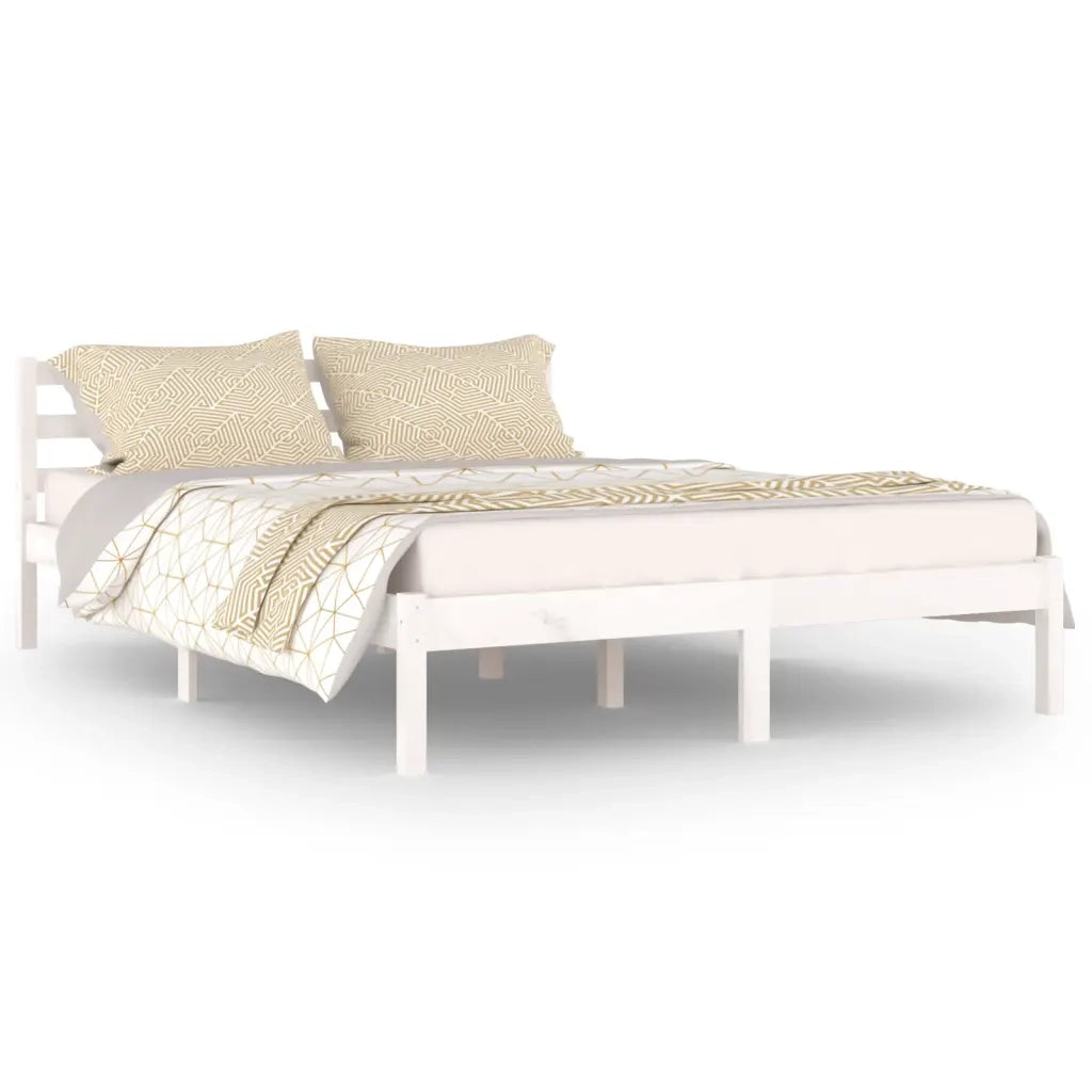 Giroletto-Struttura Letto in Legno Massello di Pino 140x200 cm Bianco