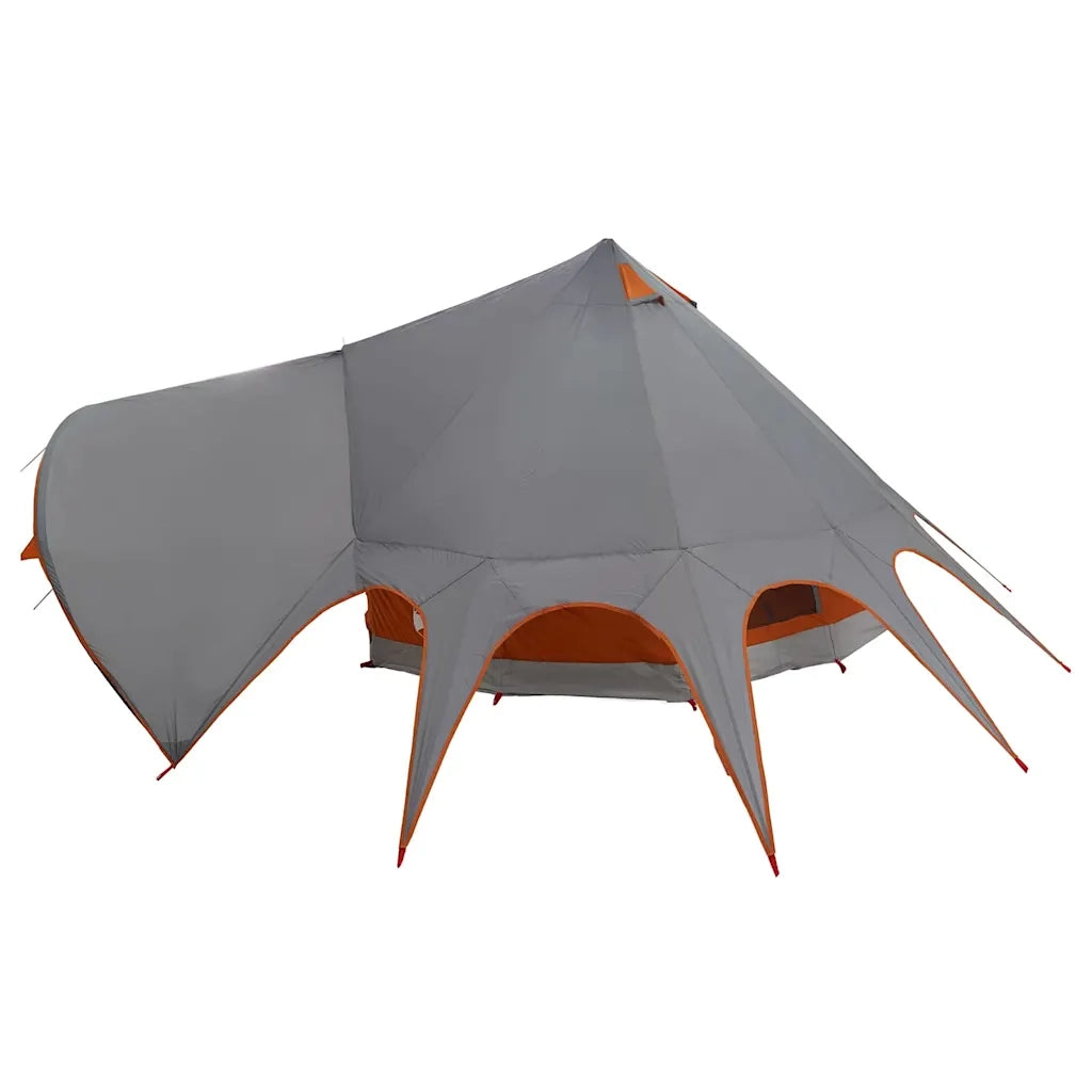 Tenda Teepee per 5 Persone con tetto-Tenda da campeggio Grigio e arancione 898704