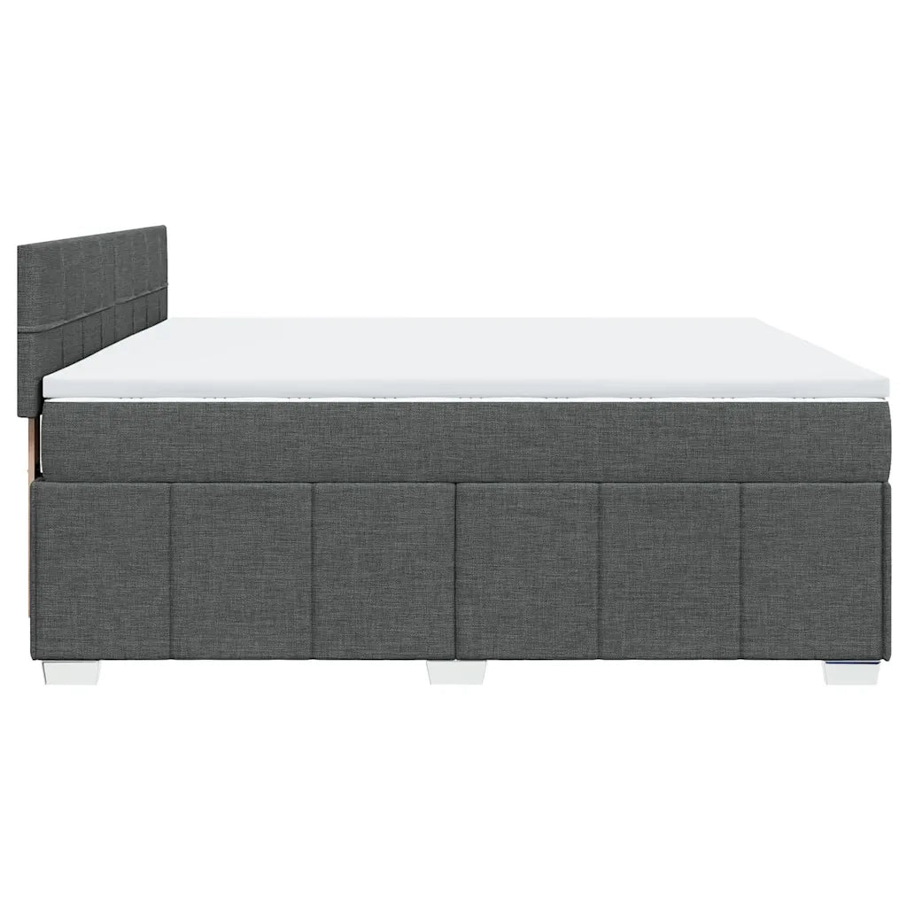 Giroletto a Molle con Materasso Grigio Scuro 200x200 cm Tessuto