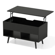 Tavolino da caffè sollevabile 80 x 40 x 58 cm con 2 vani portaoggetti funzionali stile moderno atmosfera accogliente legno ingegnerizzato nero 20_0013797