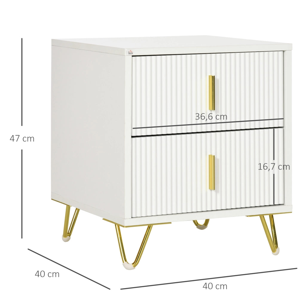 Comodino con 2 Cassetti ¨C zephmum ¨C Bianco Metallo 40x40x47 cm