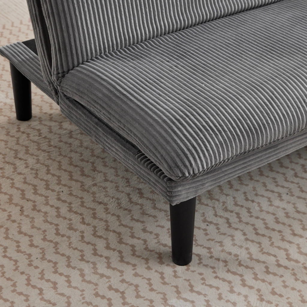 Divano letto con schienale regolabile in velluto grigio