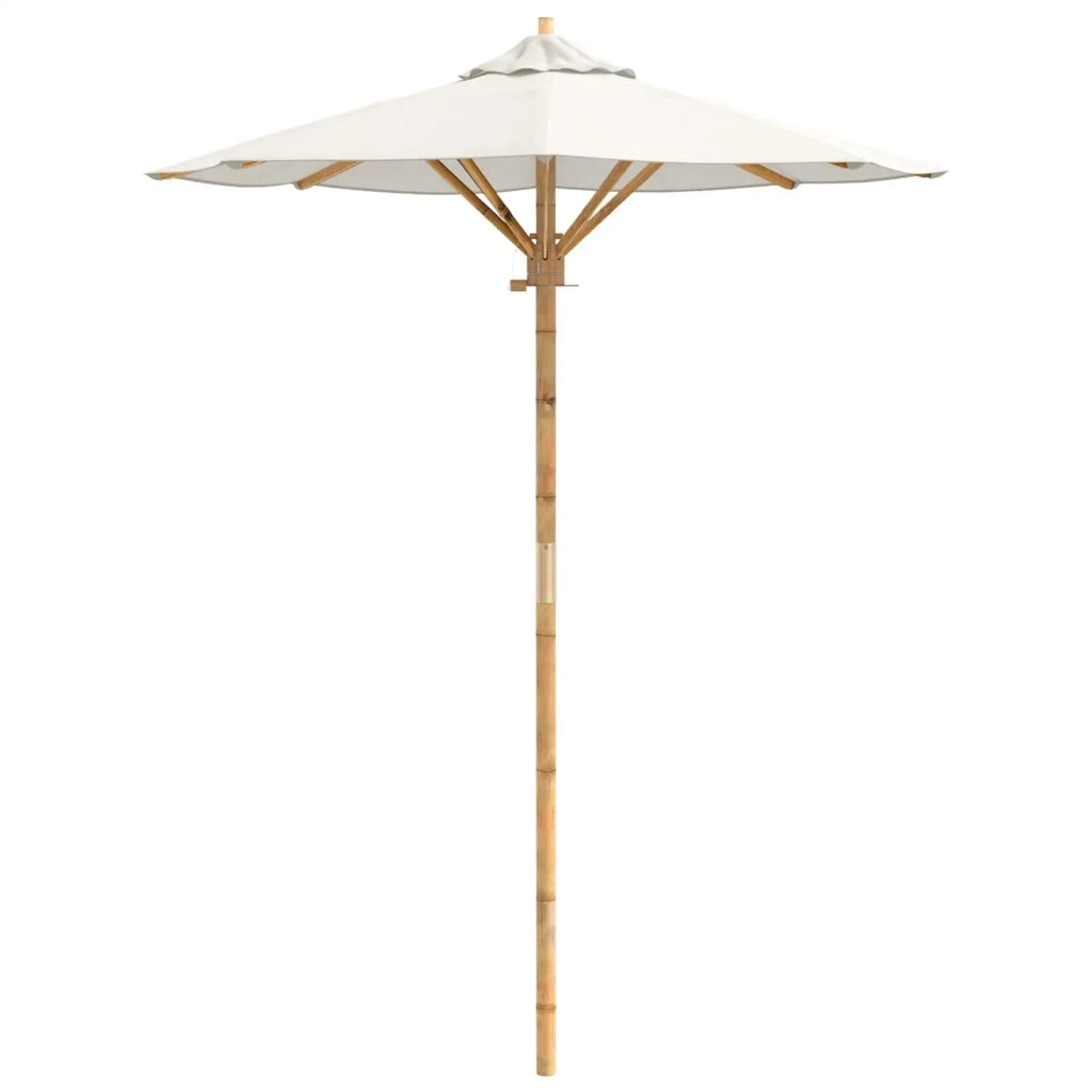 Ombrello da giardino-Ombrellone da spiaggia Bianco Crema ? 150 x 210 cm Bamb¨´