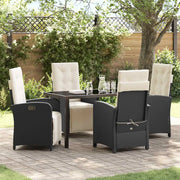 Set da Pranzo per Giardino con cuscino 5 pcs Nero polyrattan