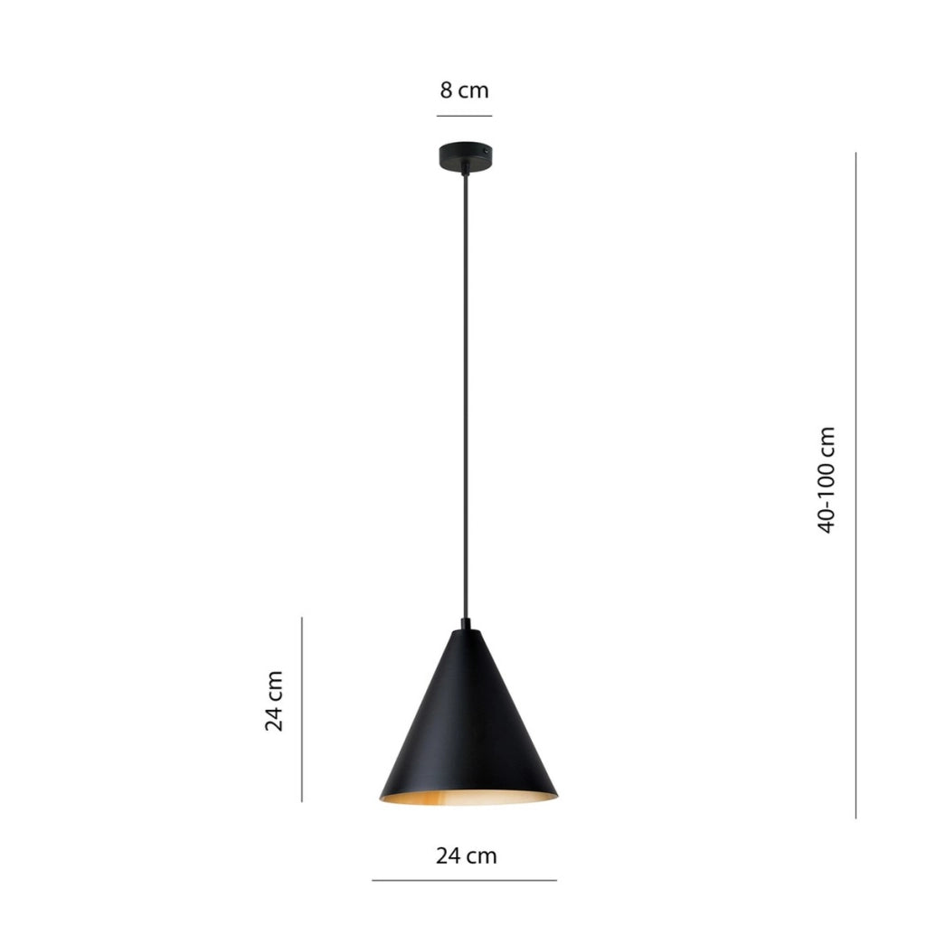 Lampada a sospensione REBEL in acciaio nero e oro
