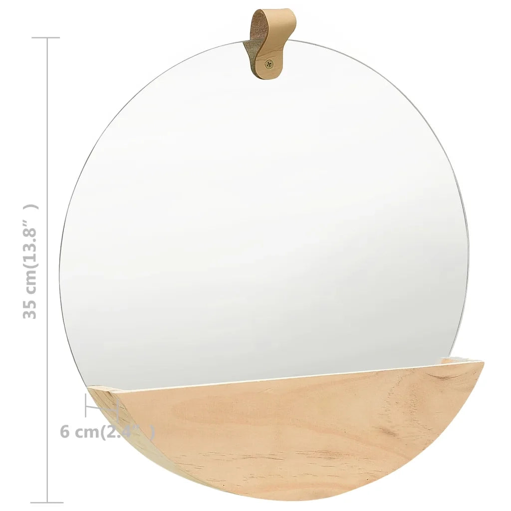 Specchio da Parete in Legno Massello di Pino 35 cm 322801