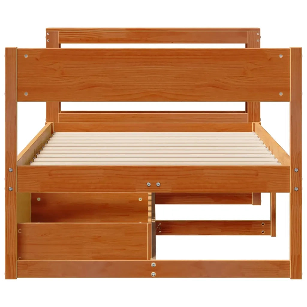 Letto senza Materasso Marrone Cera 75x190 cm in Legno di Pino 3306407