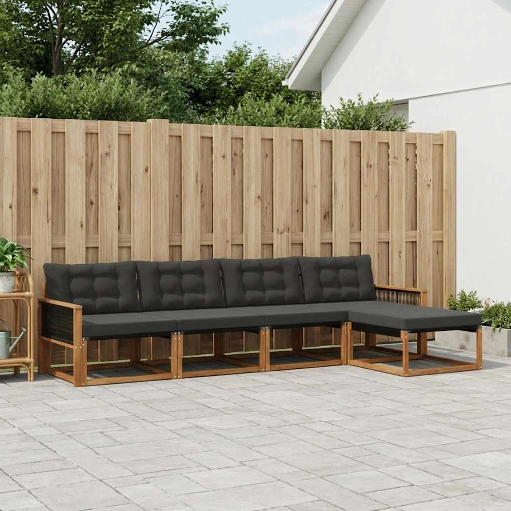 Set di divani da esterno 5 pz Naturale e Nero 3381360