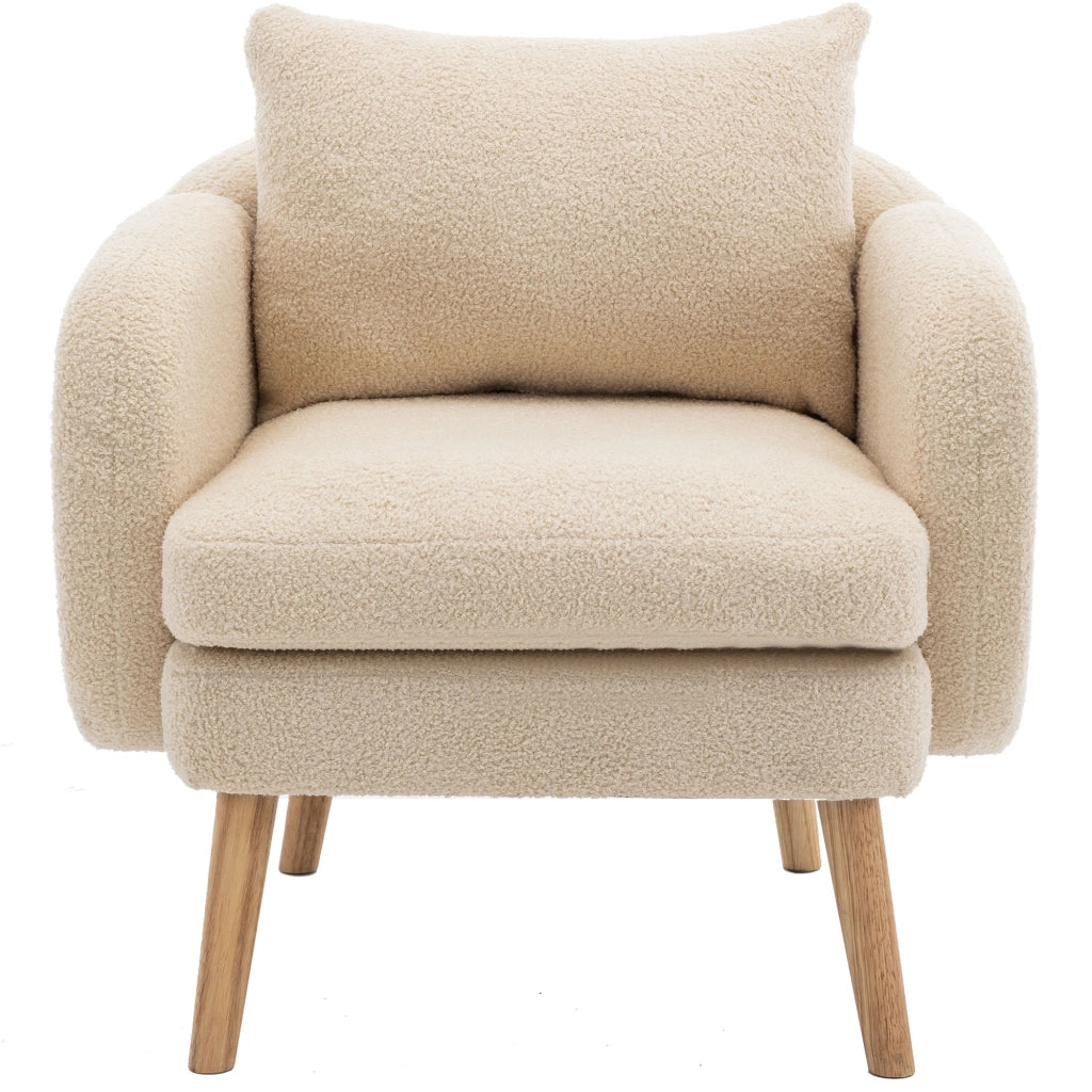 Poltrona singola in velluto teddy - Zephmum- Moderna, cuscino extra spesso