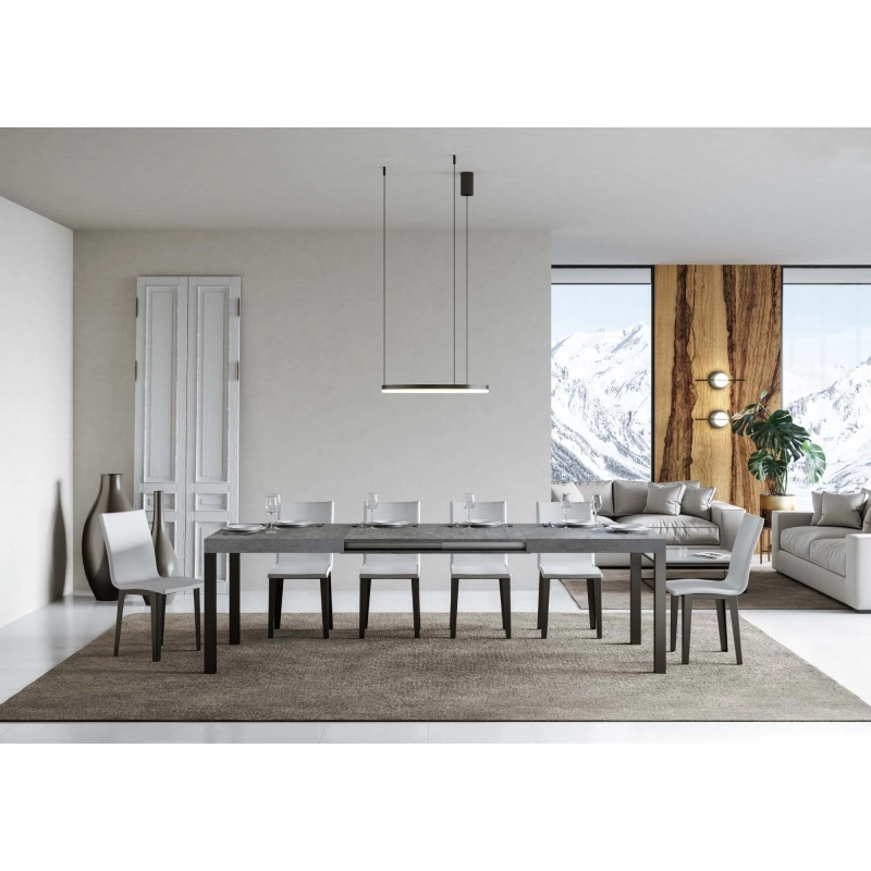 Tavolo allungabile 90x160/264 cm Everyday telaio Antracite - Cemento