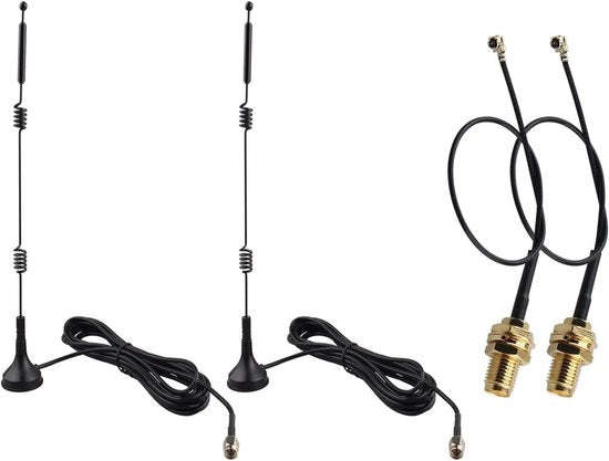 Due Antenne Dual Band WiFi 2,4GHz 5GHz 5,8GHz 12dBi + Cavo di 15cm per Amplificatore Router Wifi Camera PCIE Carta di Rete Wi-Fi senza Fili