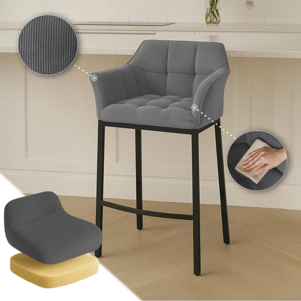 Sgabello bar Damaso B Cord con telaio a 4 piedi 4