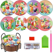 Pittura a Diamanti Sostegni, 8 pezzi sostegni bicchieri cocktail con contenitore, Pittura a Diamanti per fai da te per bambini e adulti, Sostegni bicchieri diamantati antiscivolo per principianti