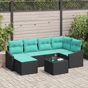 Set di divani con cuscino 7 pcs Nero polyrattan