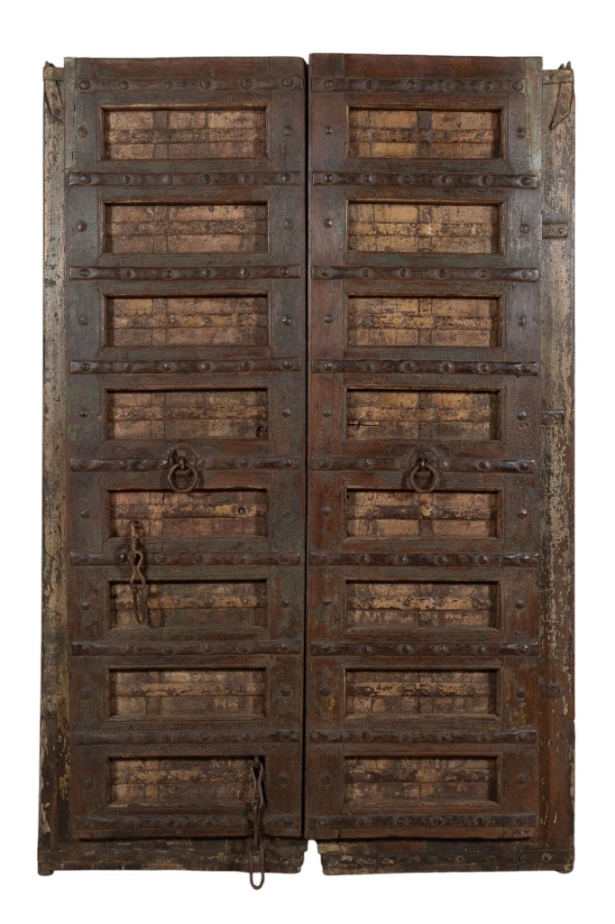 Biscottini Porta portone in legno massello e ferro da interno o da esterno vecchia e antica medievale scorrevole