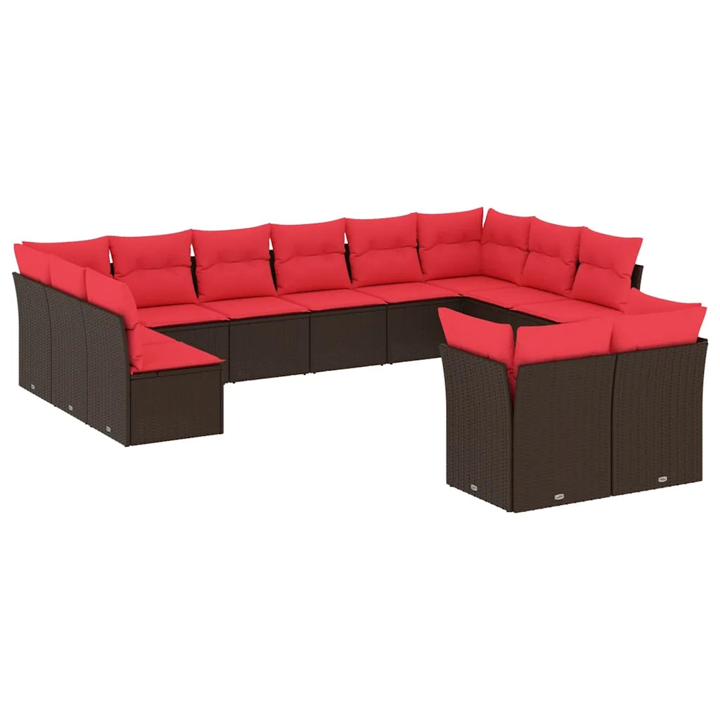 Set Divani da Giardino 12 pz con Cuscini Marrone in Polyrattan 3218434