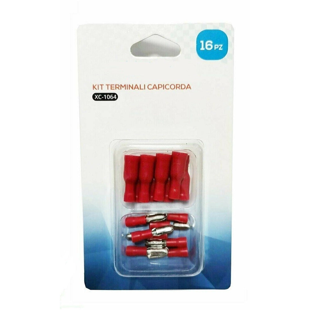 Trade Shop - Kit 16 Terminali Capicorda Connettori Preisolati Frd1.25-156 Mpd1.25-156 Xc-1064 -