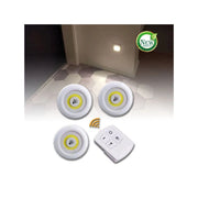 Trade Shop - Set 3 Luci Led Cob Con Telecomando Luce Regolabile Lampada Disco Armadio Tx-9728 -