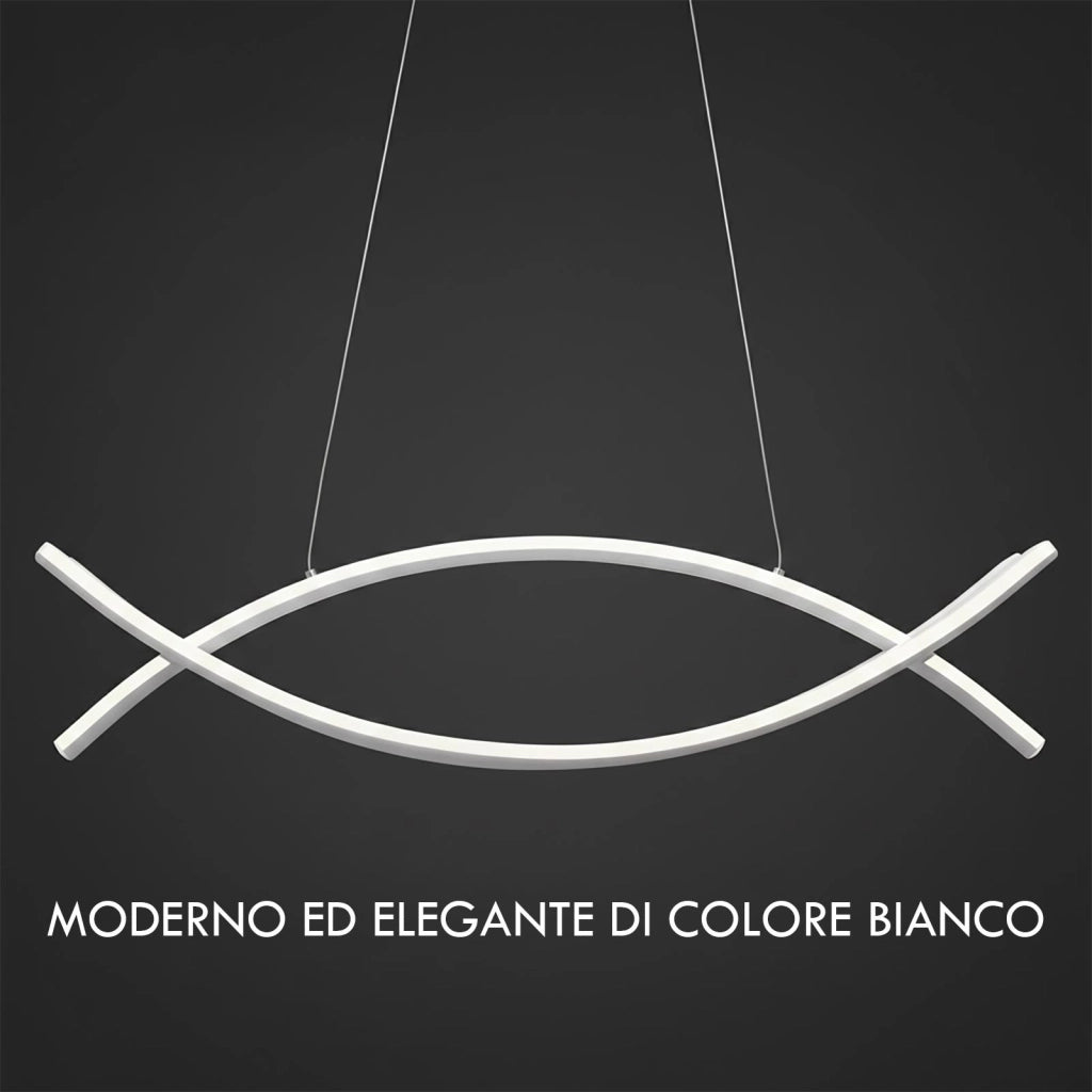 Lampadario Stilizzato Sospensione Moderna LED 42W CCT Lampada Curva Elegante Pendente Bianco Luce Tavolo Cucina Soggiorno Salotto