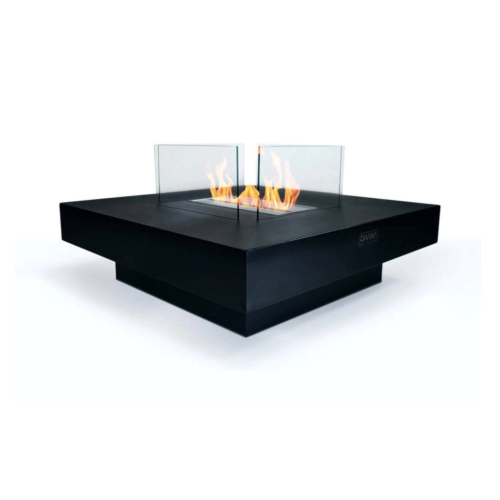 Camino a bioetanolo Alife, Caminetto ecologico, Focolare senza fumo, Riscaldatore ad etanolo, Made in Italy, 70x70 h36 cm, Nero