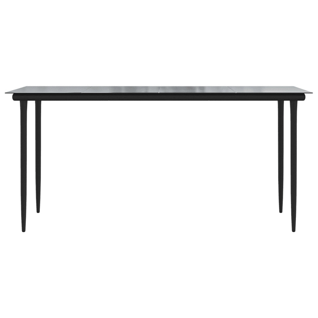 Tavolo Pranzo Giardino Nero 160x80x74 Acciaio e Vetro Temperato cod mxl 34202