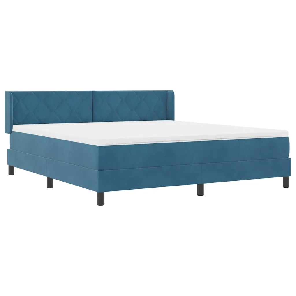 Letto a molle con materasso Blu Scuro 200 x 180 cm Poliestere