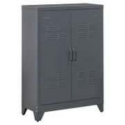 Mobiletto Multiuso 2 Ante Stile Industriale in Metallo per Casa e Garage, 75x33x110cm, Grigio
