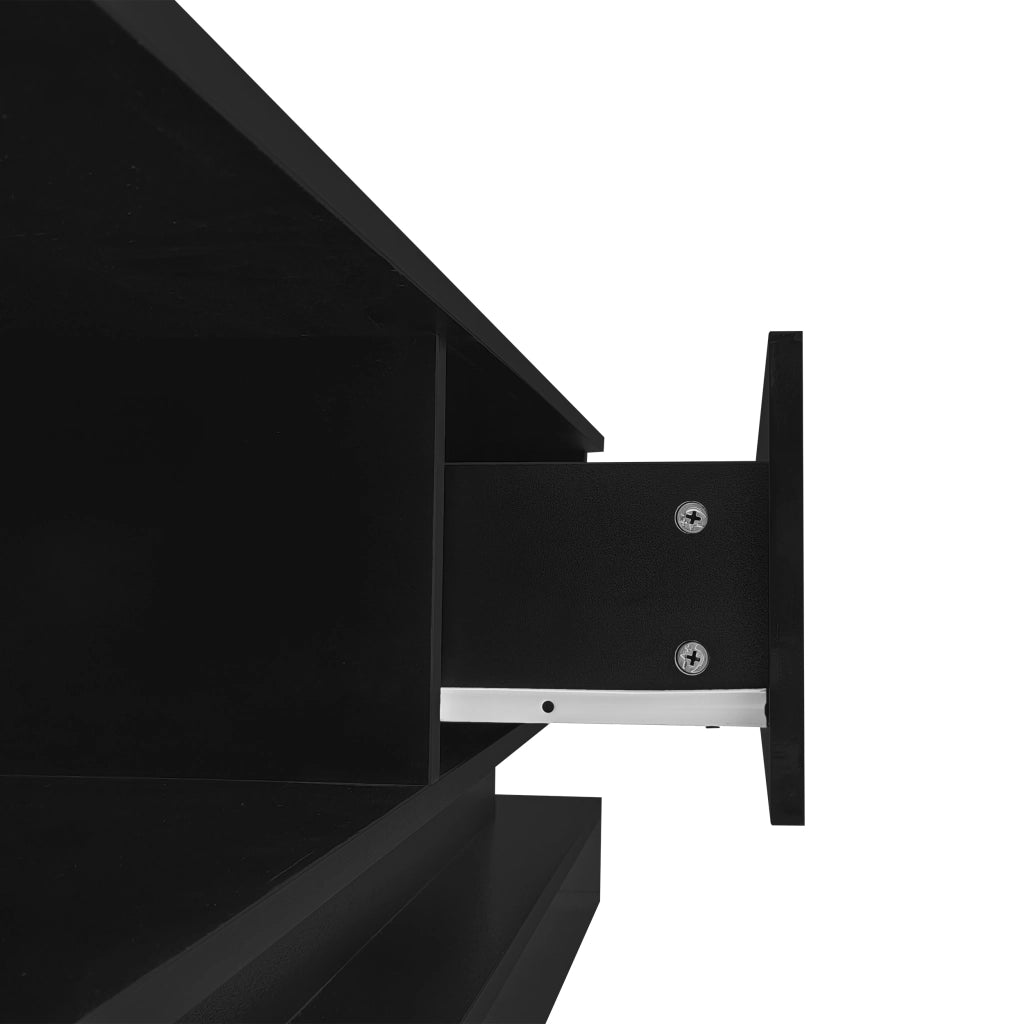 Mobile TV da Soggiorno Lucido con LED e 2 Cassetti ¨C MINIMAL ¨C Nero, 160x35x40,5 cm