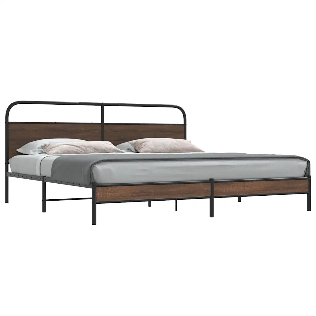 Giroletto senza Materasso in Metallo-Struttura Letto Rovere Marrone 200x200 cm 575644