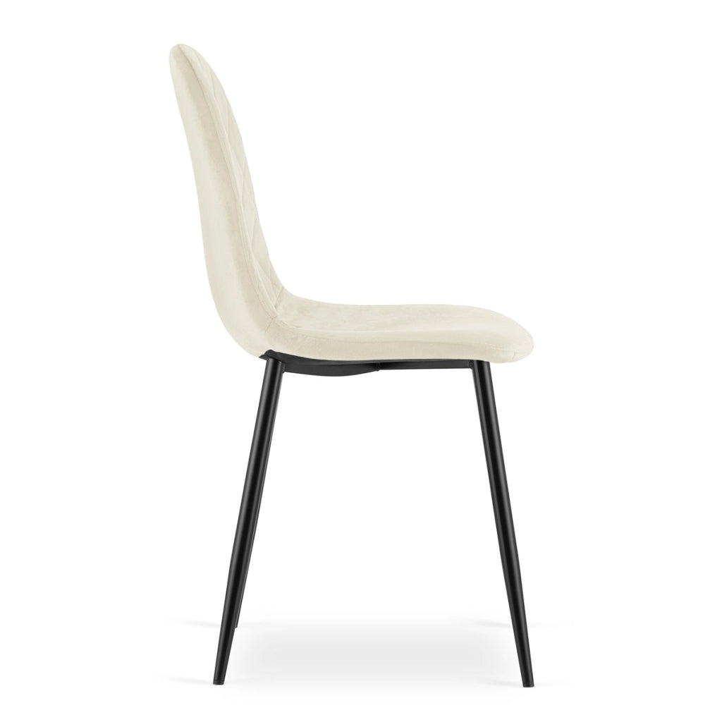 Set di 2 sedie Asti in velluto beige e metallo nero
