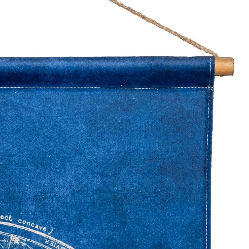 Tela pergamena tessuto stampato blu 120x86x2,5h cm