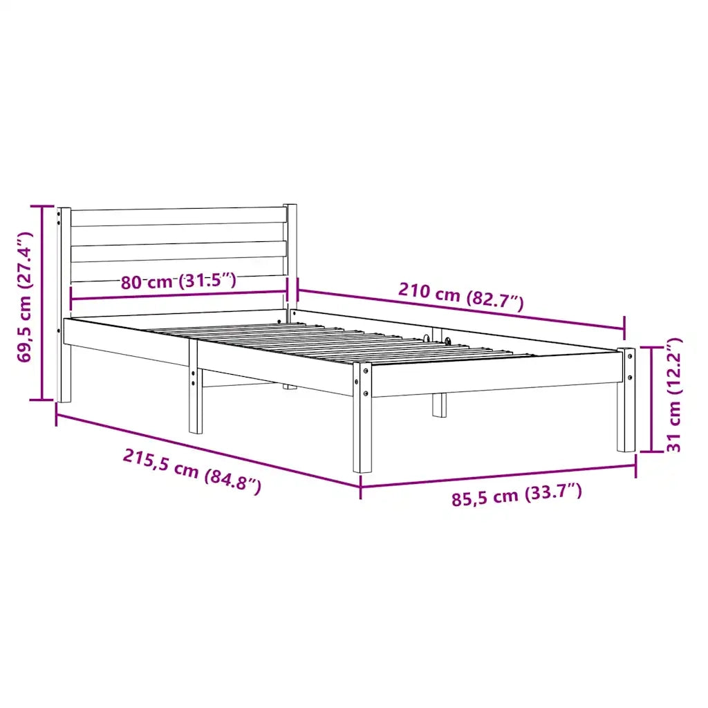 Struttura del letto con testiera Marrone 215,5 x 85,5 x 69,5 cm 869760