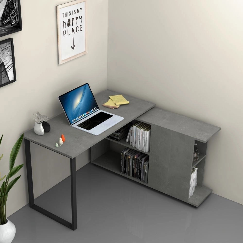 Scrivania con libreria Oslo 120x60 cm. colore cemento