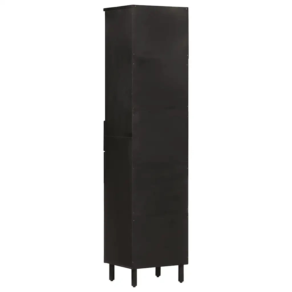 Mobile da Bagno | Armadio da bagno Nero 38x33x160 cm in Legno Massello di Mango