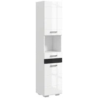 kleankin Colonna Bagno in MDF con Ripiano Aperto, Cassetto e Armadietto Chiuso, 37x32.5x170 cm, Bianco