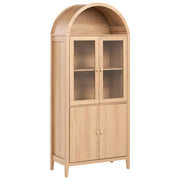 Mobile decorativo con ripiani e espositori in vetro in particelle di legno marrone chiaro Sala da pranzo Cucina