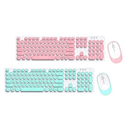 Trade Shop - Set Tastiera Mouse Senza Fili 2.4g Combo Retro Keycap Rotondo Pc Laptop Tf770 -