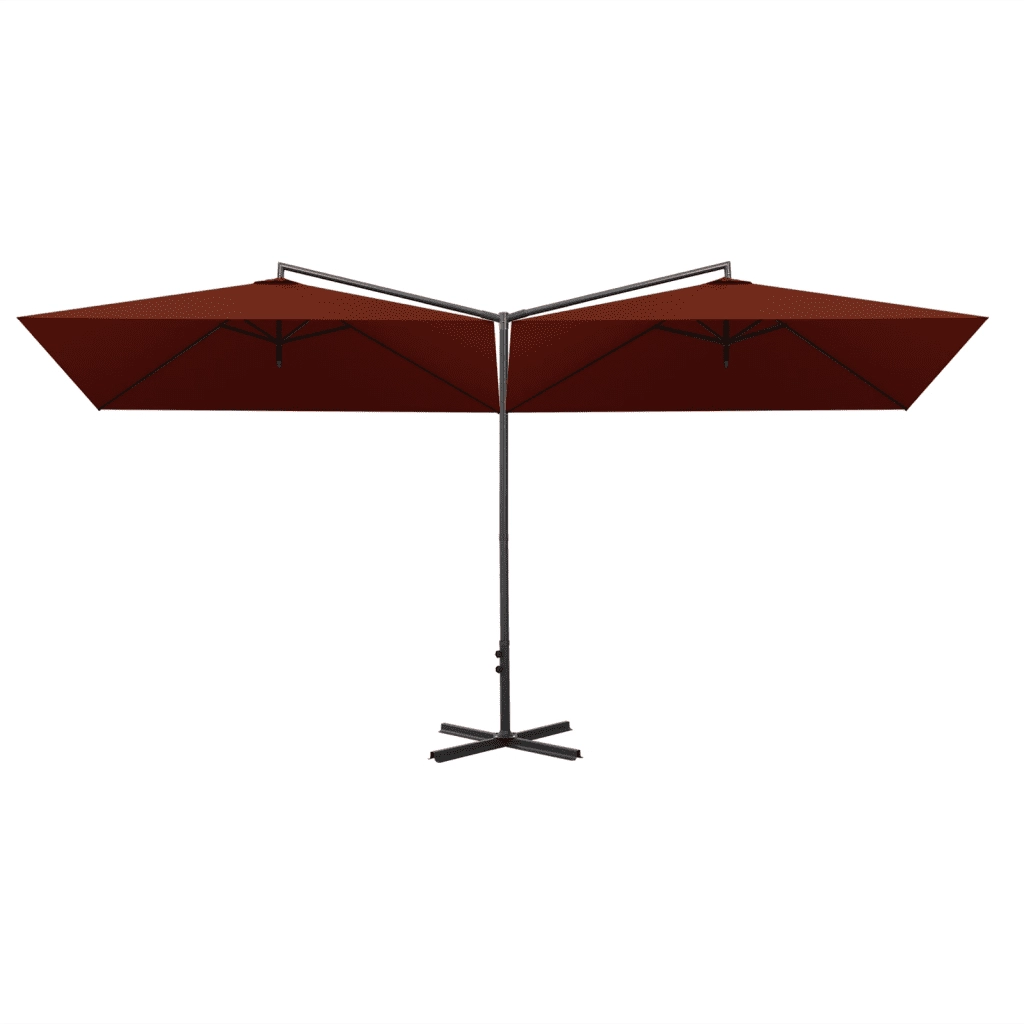 Ombrellone Doppio con Palo in Acciaio Terracotta 600x300 cm 312559