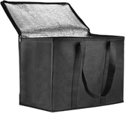 Borsa di consegna isolata 41x33x26cm - Borsa per consegna cibo caldo o freddo Borsa riutilizzabile per camping, feste, trasporto spesa, catering (Nero)