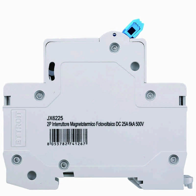 Interruttore Magnetotermico Fotovoltaico 2P DC 500V 25A 6kA Occupa 2 Moduli DIN