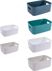 Set di contenitori di plastica per archiviazione da 6 - blu verde bianco grigio - per cucina bagno armadietto mensola