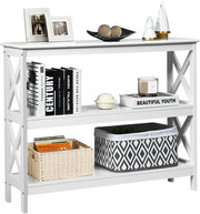 Tavolo Consolle a 2/3 Ripiani, Tavolo d’Ingresso in Legno, Mobile Multifunzionale per Soggiorno e Corridoio, 100 x 30 x 80cm, Portata Massima 30 kg (3 Ripiani, Bianco)