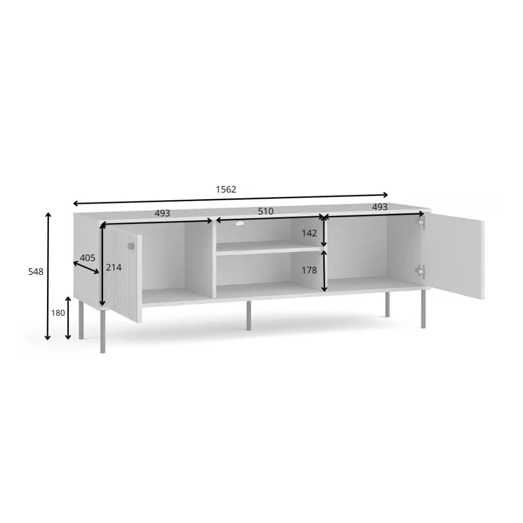 Mobile TV ISIS – 2 porte & 2 nicchie – Grigio – 157x55x41 cm