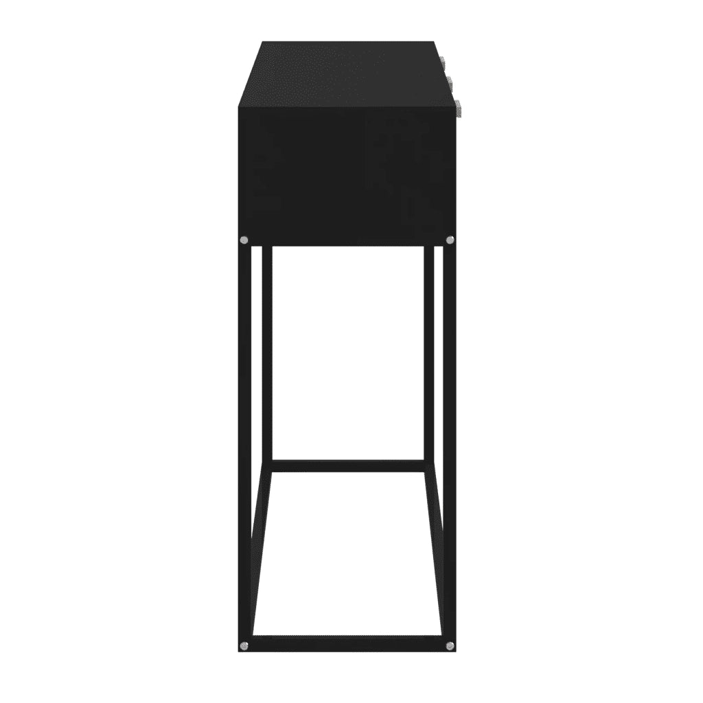 Tavolino Consolle Nero 105x30x75 cm Legno Multistrato e Ferro