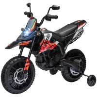 Moto Elettrica Per Bambini Con Licenza Aprilia Con 2 Motori Da 12V, Ruote Di Allenamento, Luce LED, Musica, Rosso